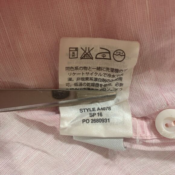 J. Crew Slim Size Large Men's Pink White Baird Mcnutt Irish Linen Blend Shirt - Picture 6 of 8